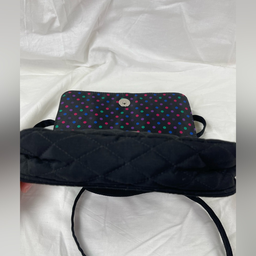 Vera Bradley Quilted Black Crossbody Bag with Polka Dot Interior - Picture 10 of 12